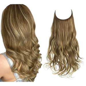 Lively® Goldbraun mit Blonden Strähnen / 40cm - 110g Unsichtbare Haar Extensions - Gewellt